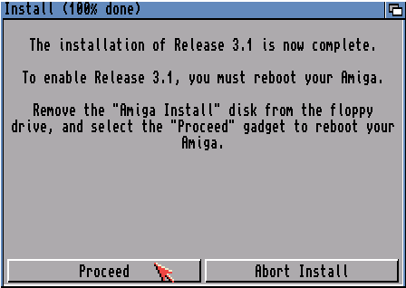 Amiga OS 3.1 Installation beendet