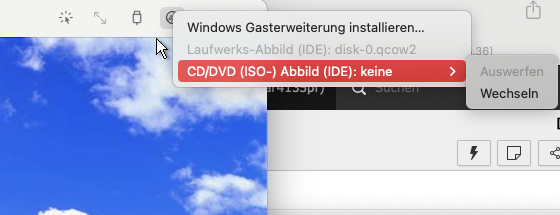 Icon zum Wechsel der eingelegten CD / ISO Abbild.