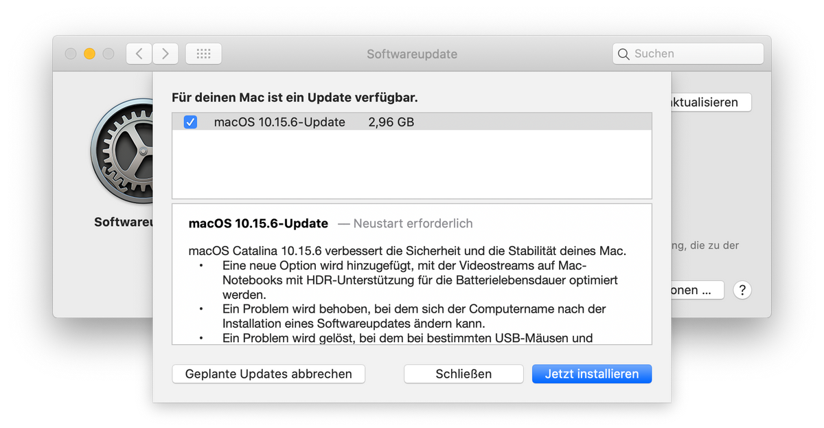 macOS 10.15.6 ist da…