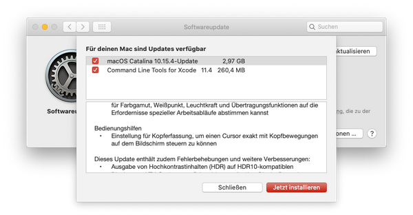 macOS 10.15.4 steht zur Installation bereit